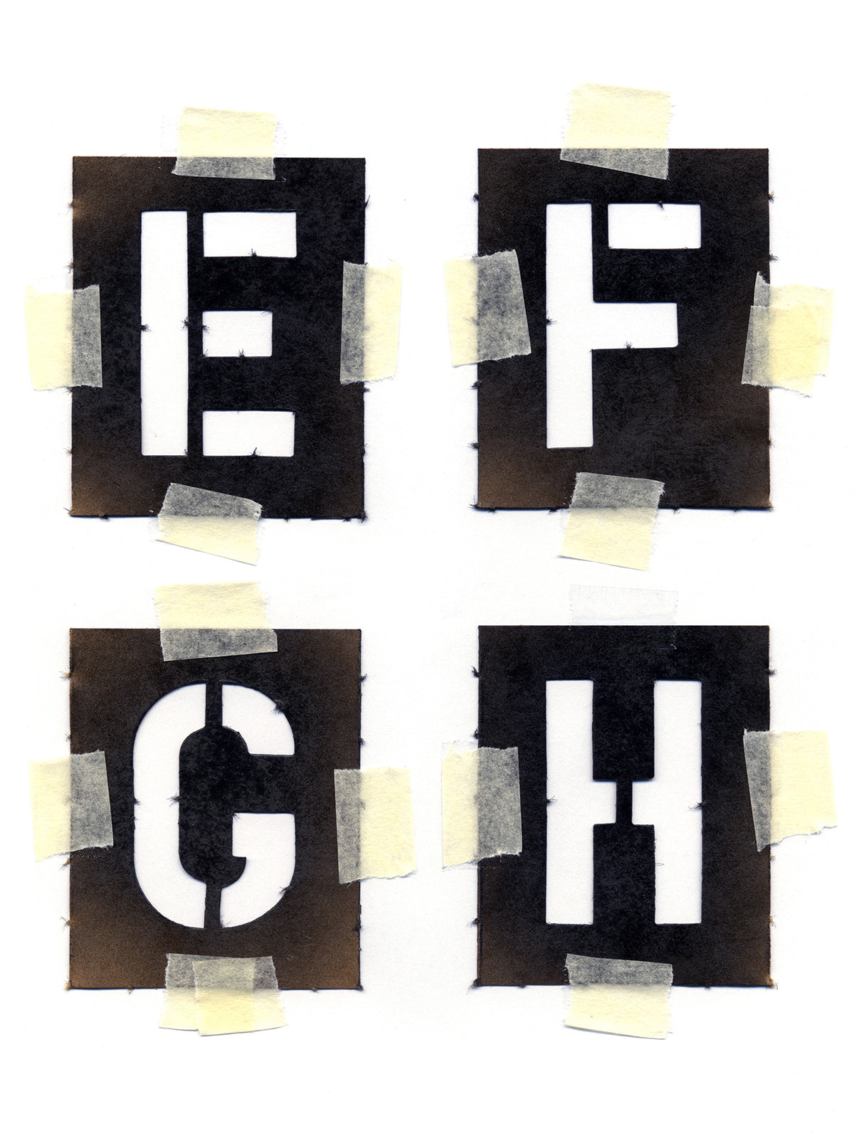 Free Stencil Letters E to H Stock Photography