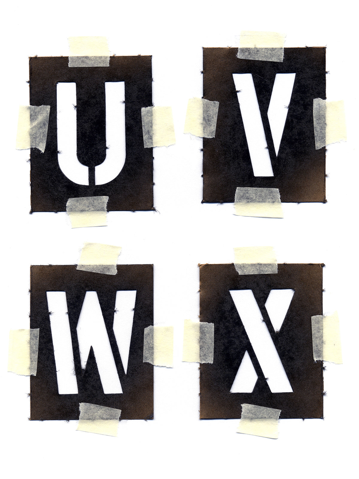 Free Stencil Letters U to X Stock Photography