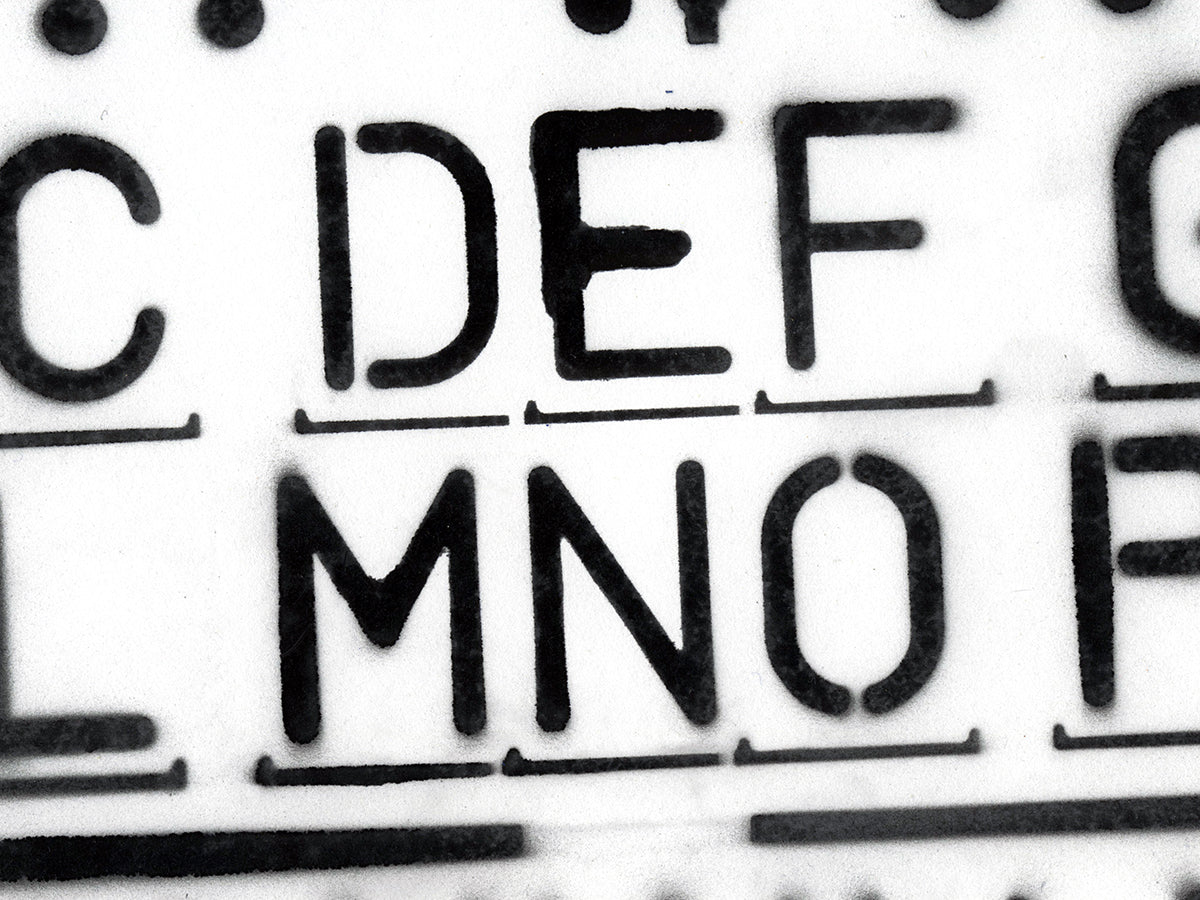 Free Stencil Alphabet Detail - DEF to MNO Stock Photography