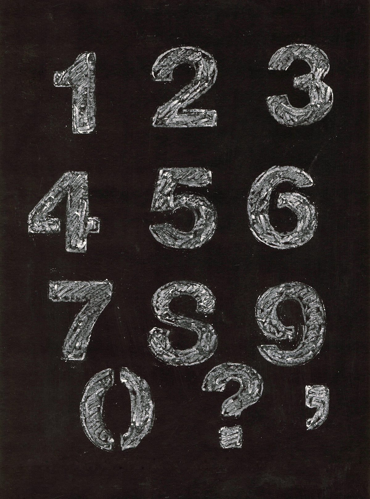 Free Textured Chalk Numbers and Symbols Stock Photography