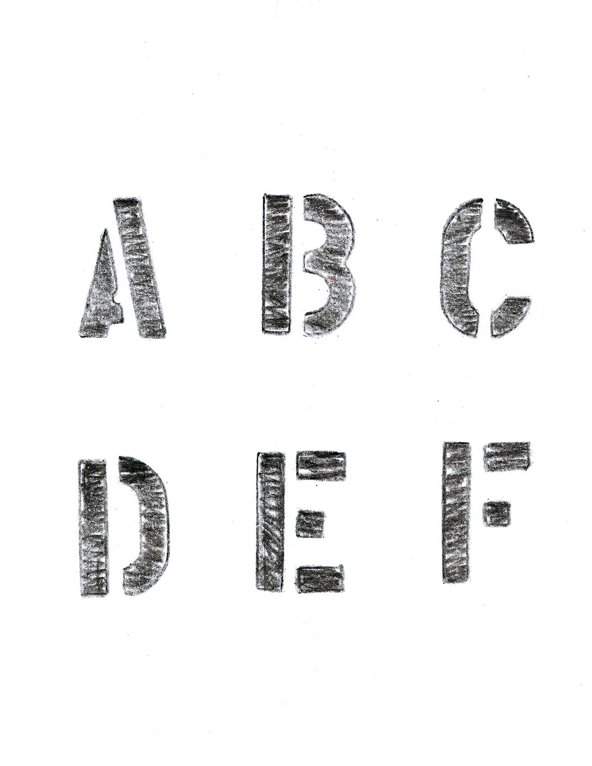 Free Split-Stencil Capital Letters A-F Stock Photography