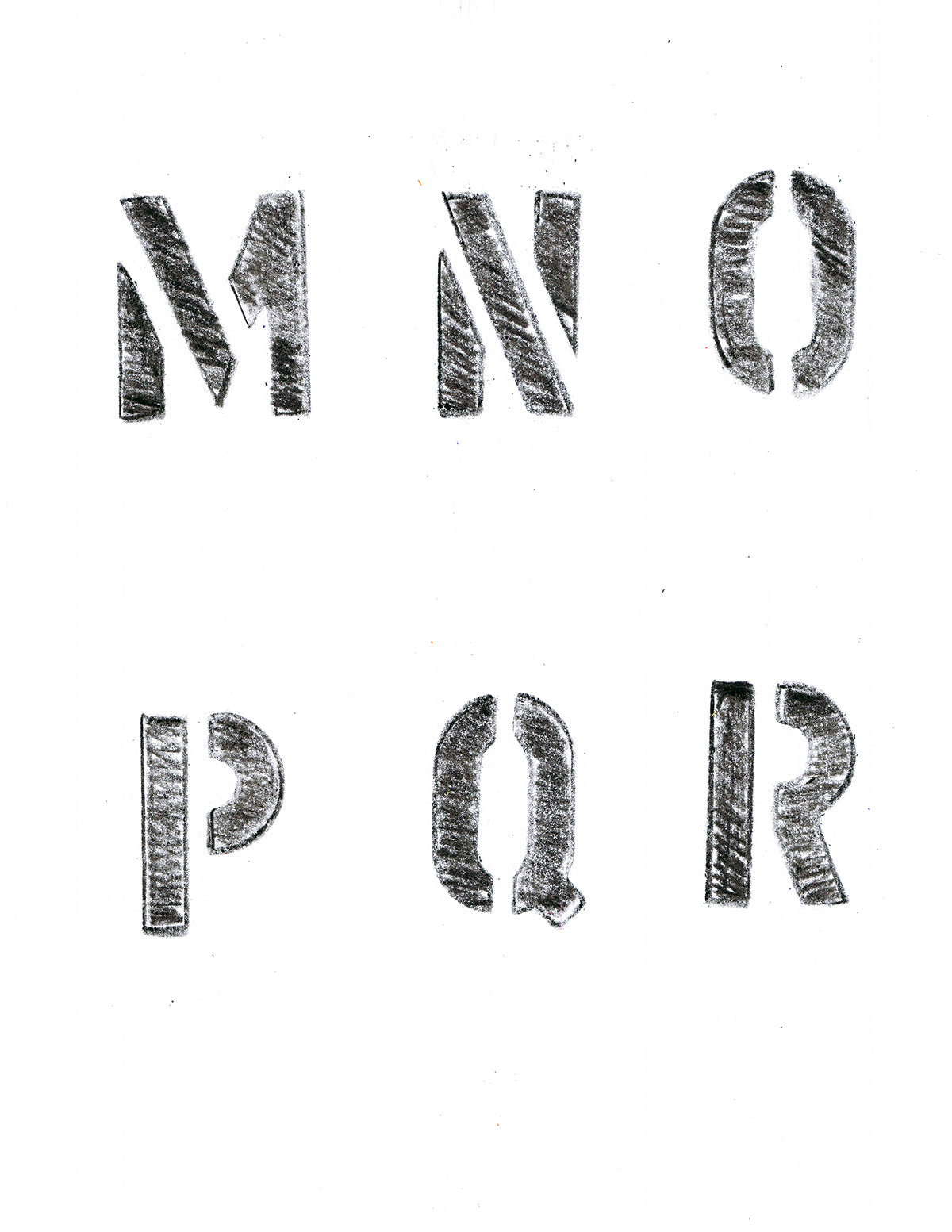 Free Stencil Alphabet Letters M to R Stock Photography