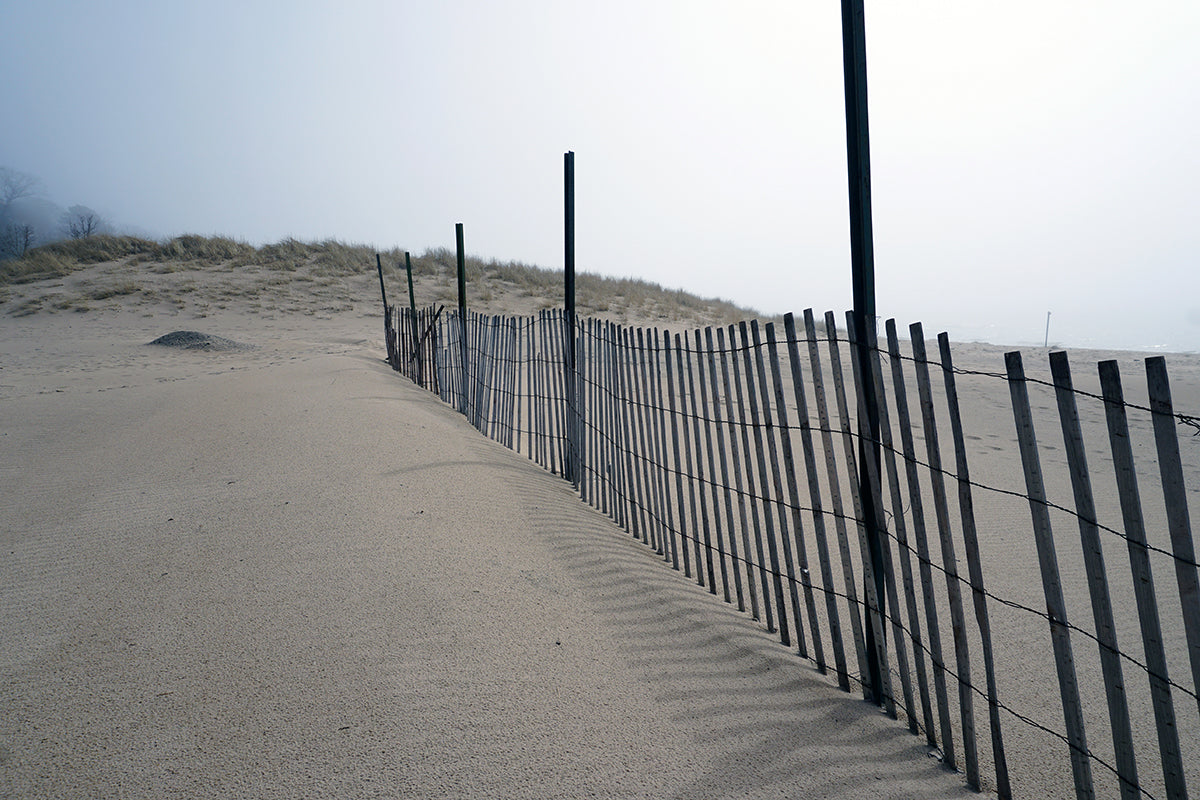 Free Snow Fence on Sand Dune Stock Photography