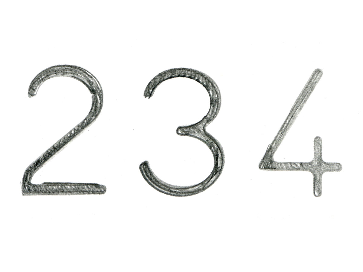 Free Pencil Sketch Numbers 2 3 4 Stock Photography