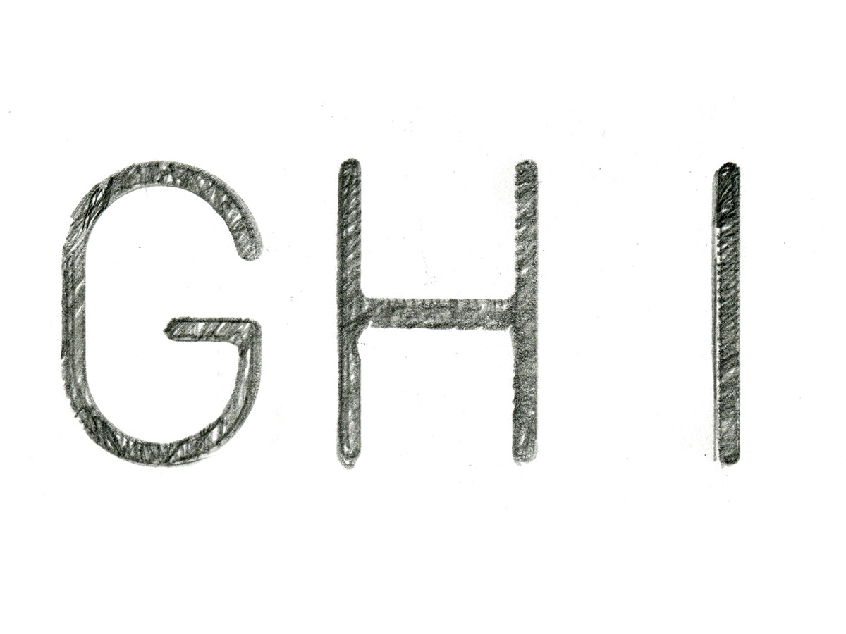 Free Letters G H I in Graphite Stock Photography
