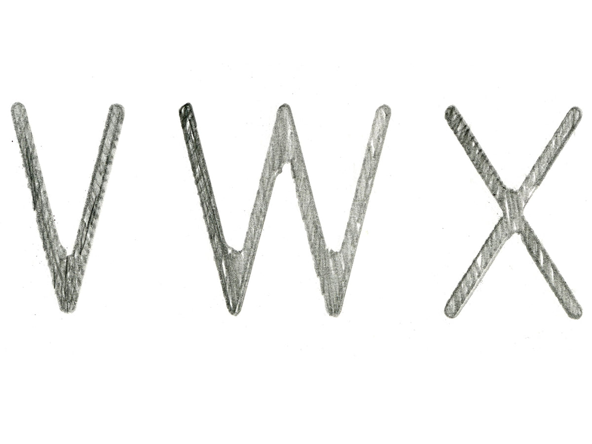 Free Letters V W X in Graphite Stock Photography