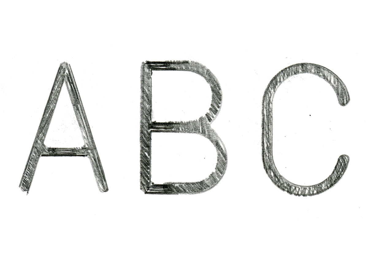 Free Letters A B C in Graphite Stock Photography