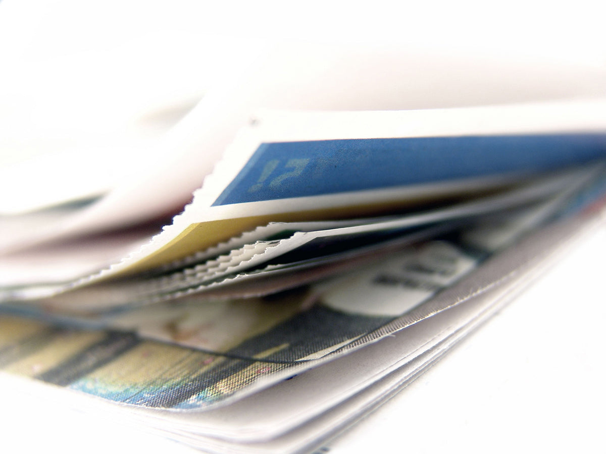 Free Stack of Postage Stamps Close-Up Stock Photography