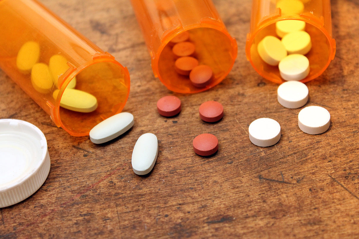 Free Open Prescription Bottles with Pills Stock Photography