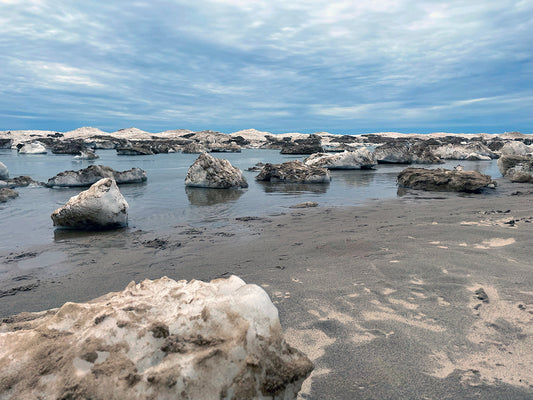Free Large Slab of Ice on Sand Stock Photography