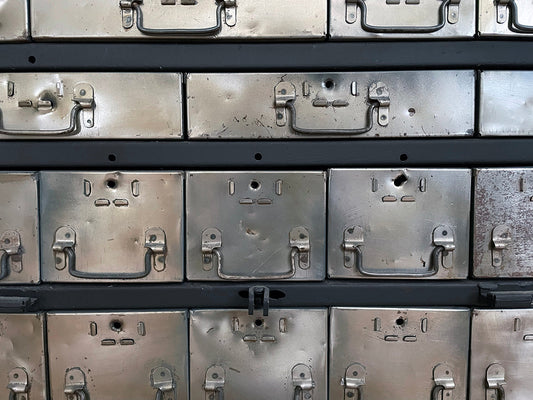 Free Vintage Metal Storage Drawers Stock Photography