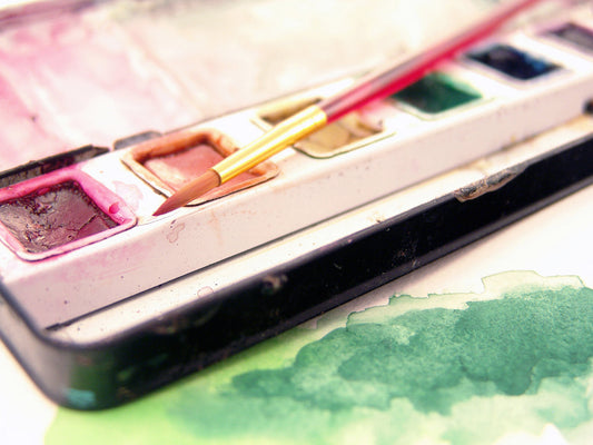 Free Watercolor Paints and Brush Stock Photography