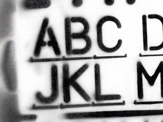 Free Stencil Alphabet Detail - ABC to JKL Stock Photography