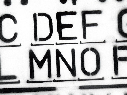 Free Stencil Alphabet Detail - DEF to MNO Stock Photography