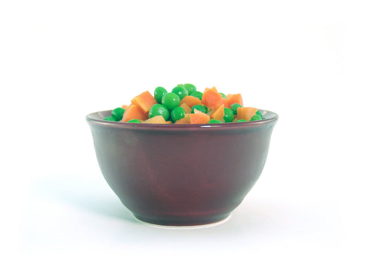 Free Carrots and Peas in Deep Red Bowl - Side Profile Stock Photography