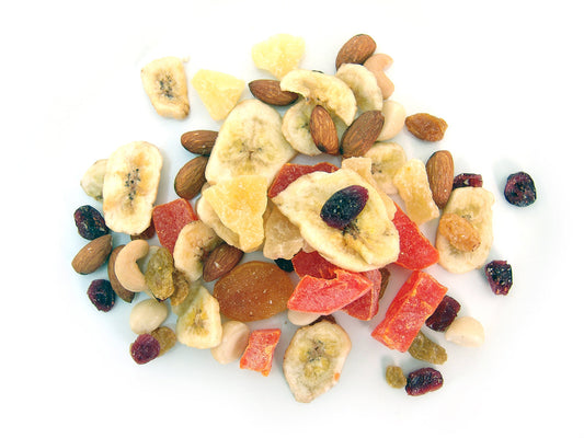 Free Scattered Trail Mix on White Background Stock Photography