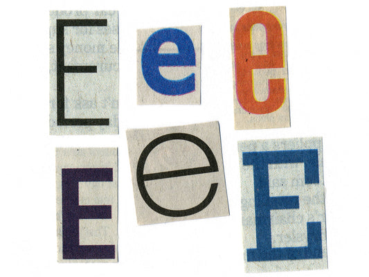 Free Cutout E Letters from Magazines Stock Photography
