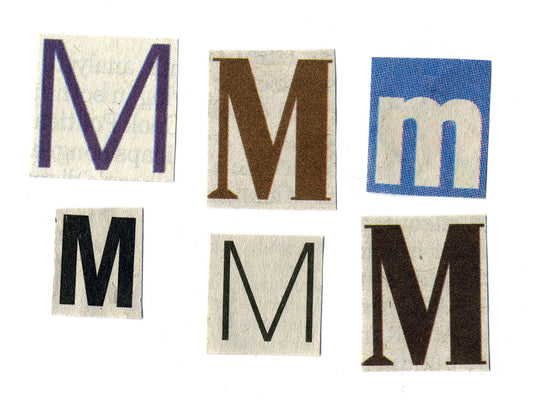 Free Cutout M Letters from Magazines Stock Photography