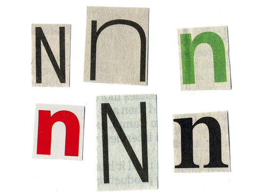 Free Cut-Out Letter N Variations Stock Photography