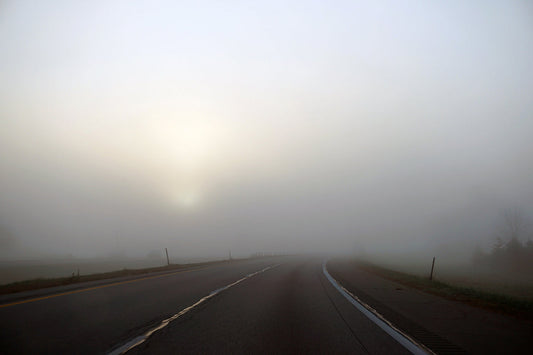 Free Empty Highway in Dense Fog Stock Photography