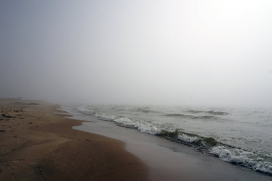 Free Waves and Fog on Empty Beach Stock Photography
