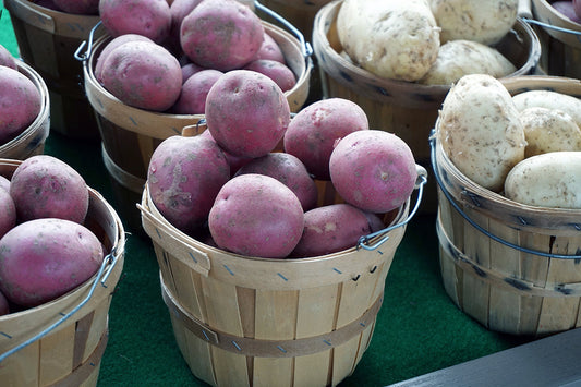 Free Red and White Potatoes in Baskets Stock Photography