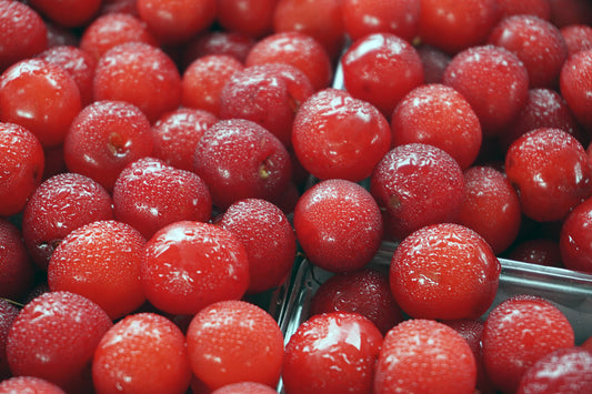 Free Fresh Red Cherries with Water Droplets Stock Photography