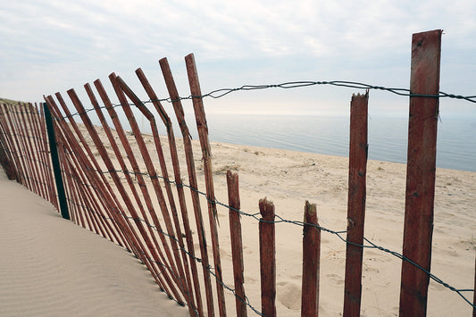 Free Weathered Sand Fence by Lake Stock Photography