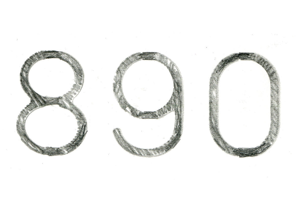 Free Numbers 8 9 0 in Graphite Stock Photography