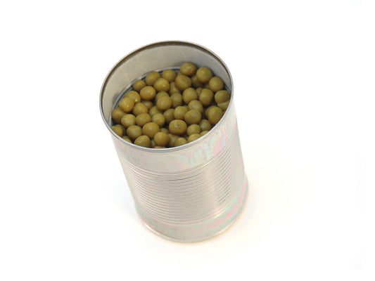 Free Opened Can of Green Peas Stock Photography
