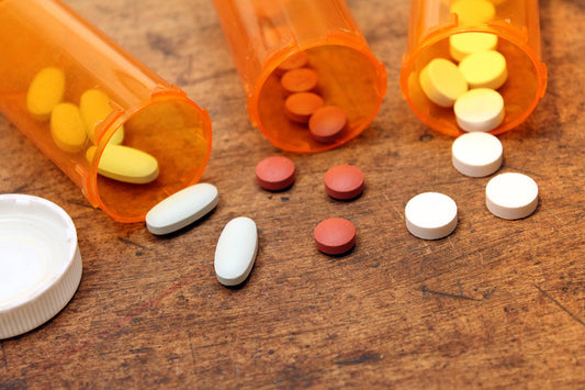 Free Open Prescription Bottles with Pills Stock Photography
