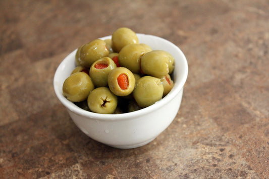 Free Green Olives in White Bowl Stock Photography