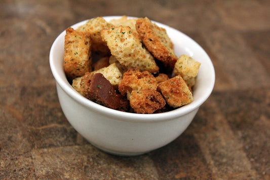 Free Croutons in a White Bowl Stock Photography